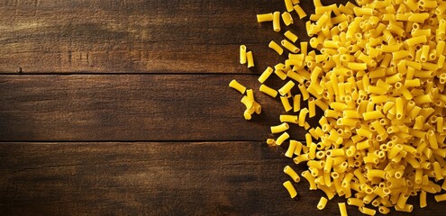 Macaroni Pasta on Wooden Table