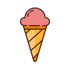 Pink ice cream cone isolated on black background