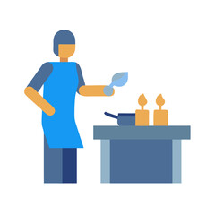 Flat vector illustration of person cooking with candles