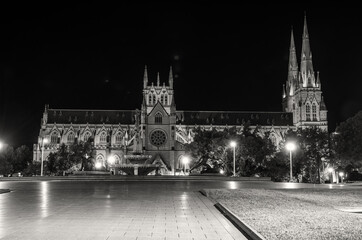 Obraz premium St Mary's Cathedral at night in Sydney