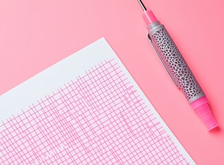 Pink Pen Grid on Paper Background