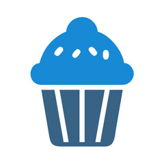 Blue frosted cupcake illustration on a black background