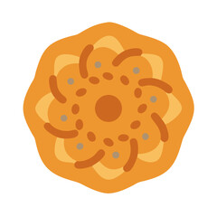 Stylized Flat-Design Mooncake Illustration with Abstract Pattern