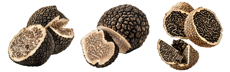 Set of Chinese truffles isolated on white transparent background, great for culinary and gourmet themes