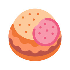 Modern Flat Icon of a Bread with Salami