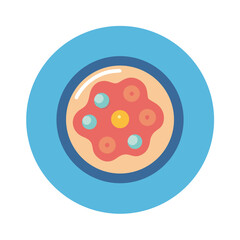 Cartoon Pizza on Plate, Graphic Style Vector Illustration