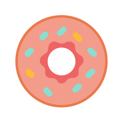 Cute Pink Donut with Sprinkles on Black Background