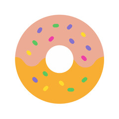 Colorful Sprinkled Donut Illustration on Black Background