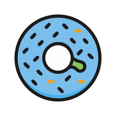 Blue Donut with Sprinkles and Green Accent Icon
