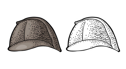 Deerstalker hat. Vintage color engraving illustration. Isolated on white background. Hand drawn design element for poster