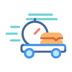 Fast Delivery Service with Cart and Food Icon