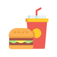 Burger and Drink: Vector Illustration of Fast Food