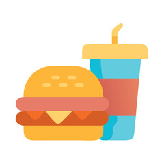 Burger and Drink Graphic Illustration on Black Background