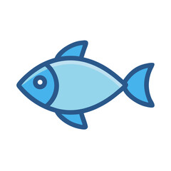 Blue fish cartoon illustration on a black background