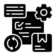 Supply Chain Strategy Solid Icon - Logistics Flow Vector Line Graphics