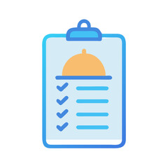 Restaurant menu checklist on clipboard food order icon