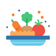 Fresh vegetables in bowl cartoon illustration isolated design