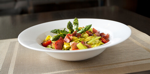asparagus salad served in reataurant