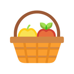 Apples in basket illustration, fresh fruit, healthy food