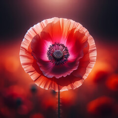 Closeup of Poppy flowers in the rain