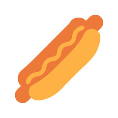 Cartoon hot dog with mustard isolated on black background