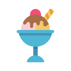 Ice Cream Sundae Illustration with Colorful Scoops