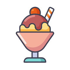 Delicious Ice Cream Sundae Dessert with Cherry Topping