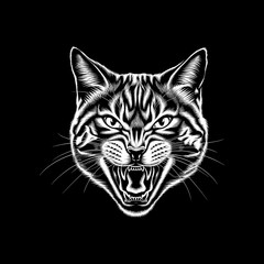 black tiger on white background,  cat photo vector jpg, Logo, icon design, photo, wallpaper, theme smiling. face,