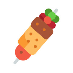 Colorful Doner Kebab Cartoon Icon Isolated on Black