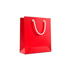A red paper bag with handles, medium size, blank, in a png background