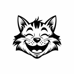 black cat on white background,  cat photo vector jpg, Logo, icon design, photo, wallpaper, theme smiling.