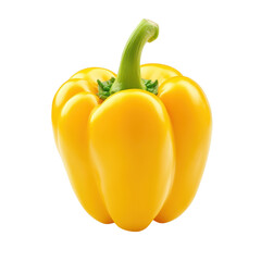 Bright yellow pepper on a clean Transparent background showcasing its fresh appearance and vibrant color, Yellow pepper isolated PNG background