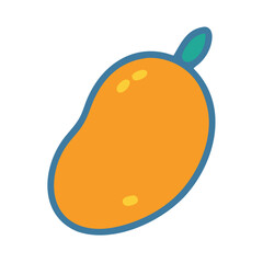 Cartoon Mango on Black Background, Simple Flat Illustration