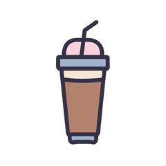 Iced Coffee Icon: Modern, Cool Drink Illustration Style