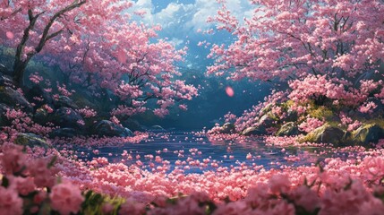 Springtime serenity in a blossoming floral landscape.