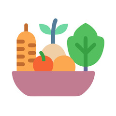 Colorful Minimalist Fruit and Vegetable Bowl Illustration