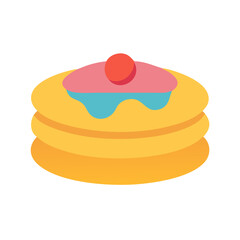 Stack of pancakes with topping and cherry icon
