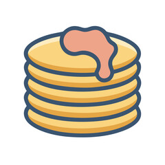 Pancake Stack with Syrup Icon on Black Background