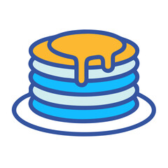 Colorful Pancake Stack with Syrup Vector Illustration Icon