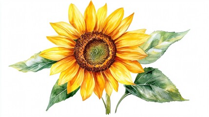 Fototapeta premium Vibrant Yellow Sunflower on White Background