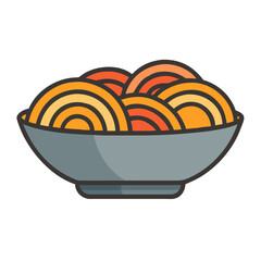 Bowl of Spaghetti Cartoon Icon Style Illustration