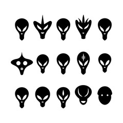Alien Face Silhouette Clipart on White Background