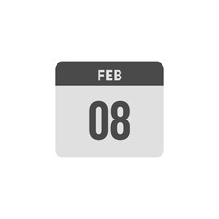 calender icon, 08 february icon with white background