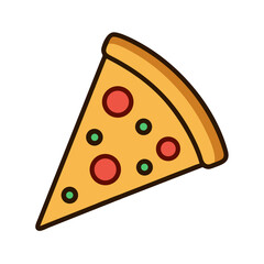 Cartoon Pizza Slice with Pepperoni and Green Toppings