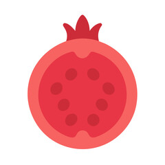 Simple pomegranate half illustration, flat vector art