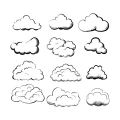 Bold Silhouette of a Fluffy Cloud Clipart
