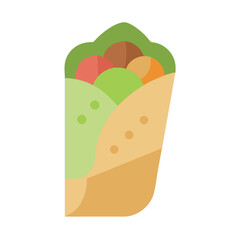 Colorful Cartoon Flat Vector Wrap, Shawarma, Doner Kebab