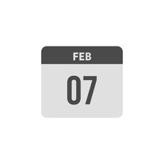 calender icon, 07 february icon with white background