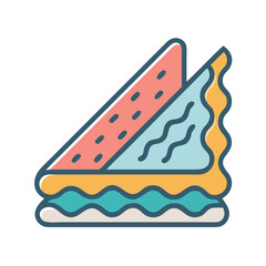 Iconic sandwich illustration on black background, delicious flat design