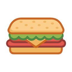 Delicious Cartoon Burger Icon Illustration on Black Background